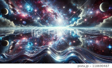 宇宙と波のイメージ背景 118690487