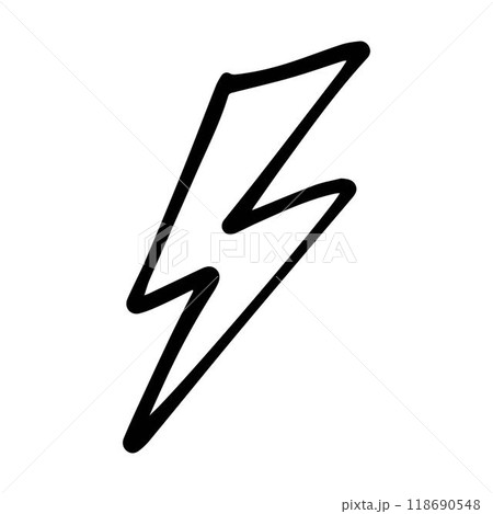 Lightning bolt hand drawn icon for thunderstorm electricity power energy flash strike illustration symbol Lightning bolt hand drawn icon for thunderstorm electricity power energy flash strike illustration symbol 118690548