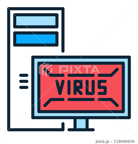 Desktop PC and Virus vector Viruses colored icon or sign 118690830