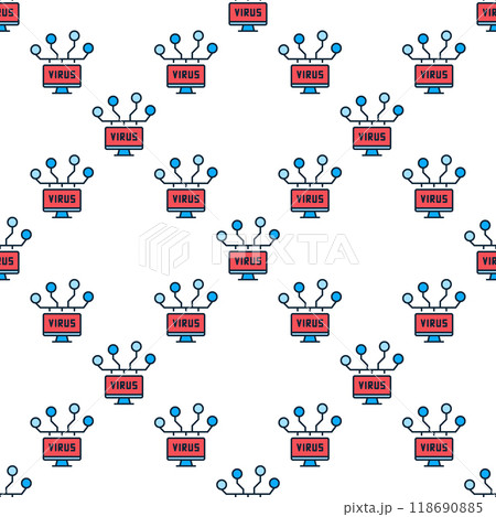 Computer Network with Virus vector colored seamless pattern Computer Network with Virus vector colored seamless pattern 118690885
