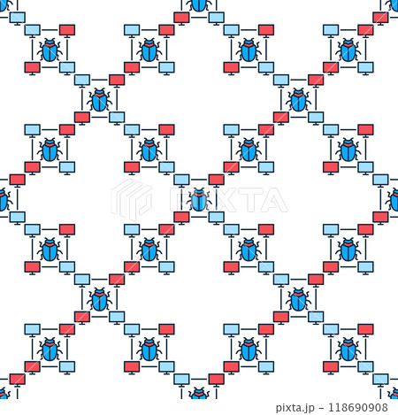 PC Bug vector colored seamless pattern PC Bug vector colored seamless pattern 118690908