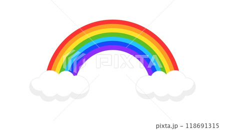 Funny colorful rainbow with clouds. 118691315