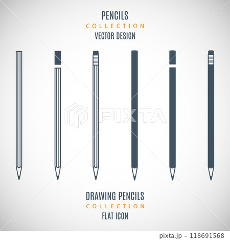 set of pencils icon in glyph style design grey color. vector illustration 118691568