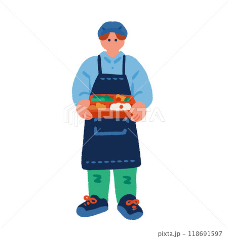 お弁当屋さんのシンプルでフラットなイラスト お弁当屋さんのシンプルでフラットなイラスト 118691597