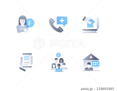 Precautions when sick - flat design style icons set 118691985