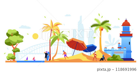 Beach holidays near Cape Byron - modern colored vector illustration 118691996