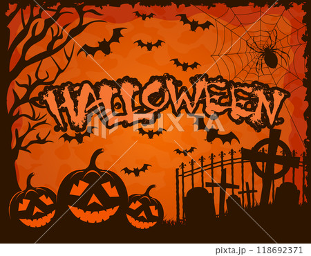 halloween holiday scary and creepy poster background for design vector illustration 118692371
