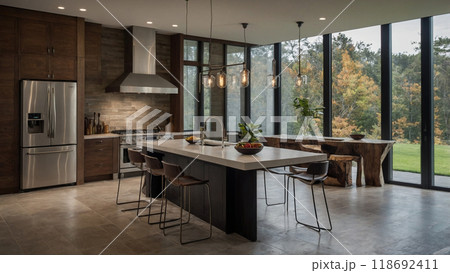 Interior of stylish living room with comfortable zone 118692411