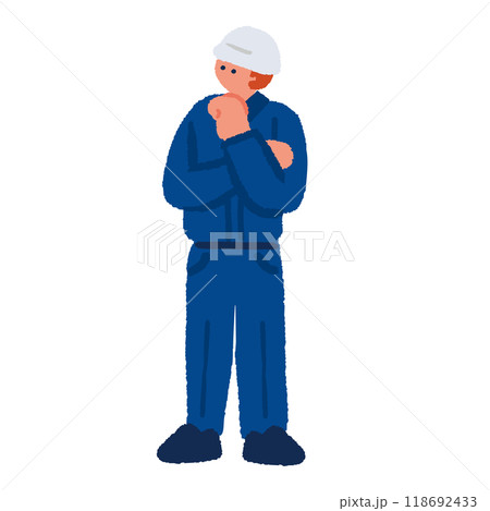 作業着を着ている男性のシンプルでフラットなイラスト 作業着を着ている男性のシンプルでフラットなイラスト 118692433