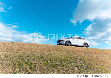 白いSUVタイプの乗用車 白いSUVタイプの乗用車 118692665