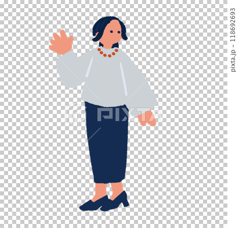 オフィスカジュアルな女性のシンプルでフラットなイラスト 118692693