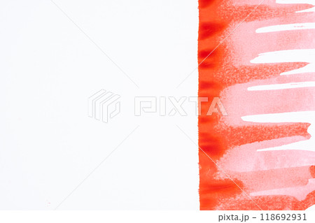 Abstract Red White Background Brushstrokes Red Paint Top View 118692931