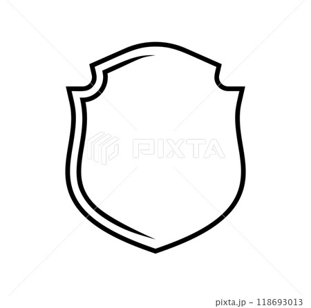 emblem Shield frame Logo. Vector template outline Sign of Protection, Guard and Security. Insurance or Immunity Symbol. Empty icon design isolated on white background emblem Shield frame Logo. Vector template outline Sign of Protection, Guard and Security. Insurance or Immunity Symbol. Empty icon design isolated on white background 118693013