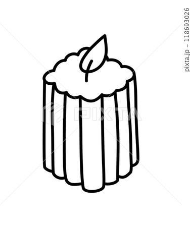Doodle burning dopamine style outline shell candle. Hand drawn aesthetics line candlestick decor isolated on white background. Holiday, Valentines Day, Birthday, Christmas, church symbol. Vector 118693026
