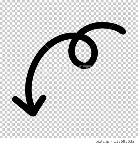 Hand-drawn swirling arrow downwards 118693032