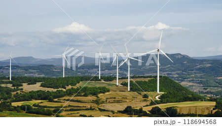 panoramic of a wind park in La Conca de Barbera, Spain 118694568