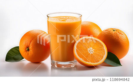 Fresh Orange smoothie isolated on white background 118694842