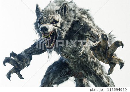 fierce werewolf with sharp claws and intenseのイラスト素材