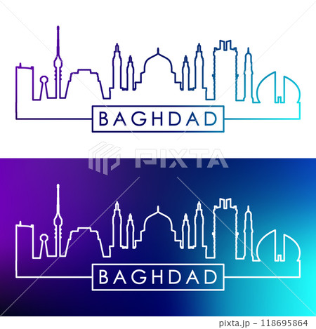 Baghdad skyline. Colorful linear style. Baghdad skyline. Colorful linear style. 118695864