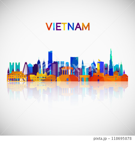 Vietnam skyline silhouette in colorful geometric style. Vietnam skyline silhouette in colorful geometric style. 118695878