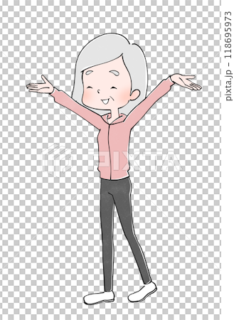 Illustration of a happy woman exercising Illustration of a happy woman exercising 118695973