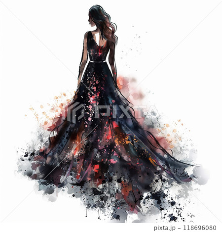ファッションドローイング　イラストレーション 118696080