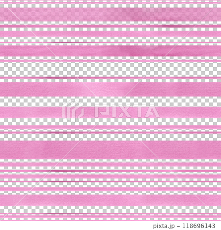Horizontal abstract wide and narrow pastel pink stripes watercolor seamless pattern. Hand drawn brush strokes illustration. For spring, romantic home decor textile, package, wallpaper 118696143