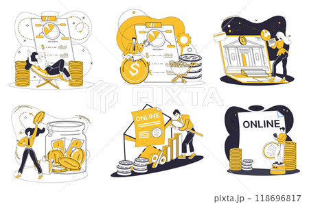 Capital management vector illustration. Wealth accumulates like droplets forming river with effective capital management Business success is harvest reaped from fields strategic capital planning 118696817