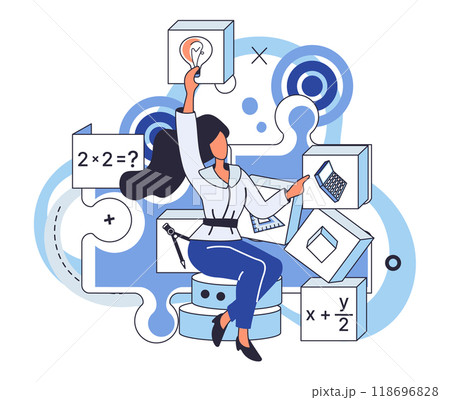 Mathematics vector illustration. Mathematical intelligence is guiding light, illuminating path toward deeper understanding numbers The concept mathematics is harmonious blend logic, intelligence 118696828