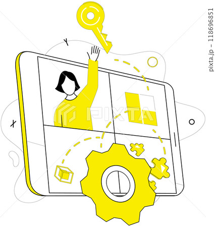 Problem solving vector illustration. Success blossoms where strategy and problem solving concept converge In garden ideas, seeds problem solving grow into solutions Skillful management navigates ship 118696851