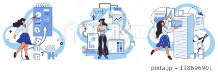 Mathematics vector illustration. The world math is playground for intellect, where calculation and logic dance in mesmerizing choreography Mathematicians engage in intellectual gymnastics, stretching 118696901