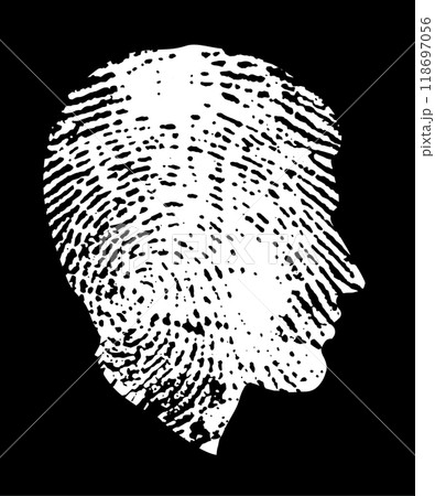 Fingerprint. Vector drawing black person head Fingerprint. Vector drawing black person head 118697056
