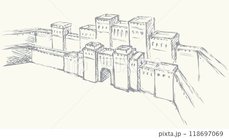 Babylonian Gate. Vector drawing scene Babylonian Gate. Vector drawing scene 118697069