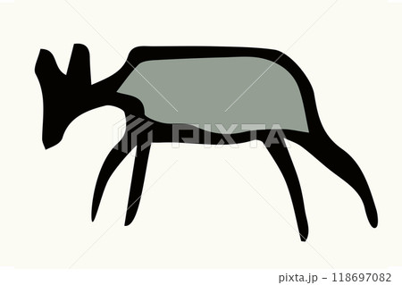 Primitive rock painting. Vector drawing 118697082