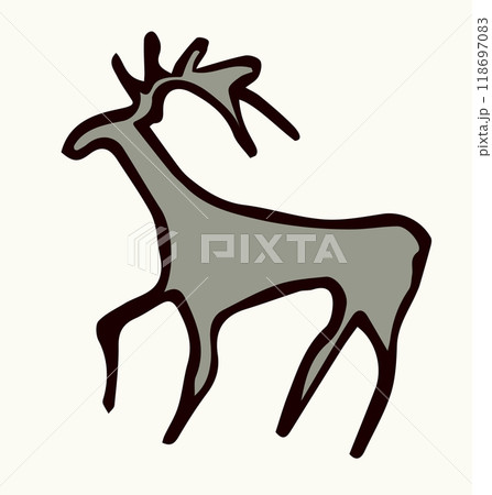 Primitive rock painting. Vector drawing Primitive rock painting. Vector drawing 118697083