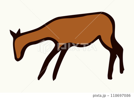 Primitive rock painting. Vector drawing 118697086