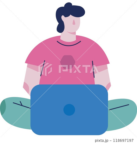 SEO businessman with laptop icon vector on white 118697197