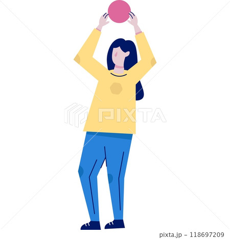 Vector woman holding chart pie graph icon Vector woman holding chart pie graph icon 118697209