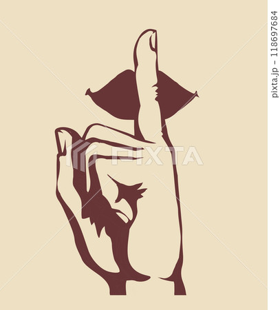 The finger shows quietly. Vector drawing The finger shows quietly. Vector drawing 118697684