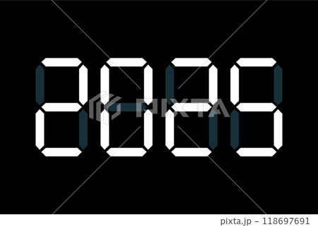 Digital New Year numbers isolated on black background 118697691