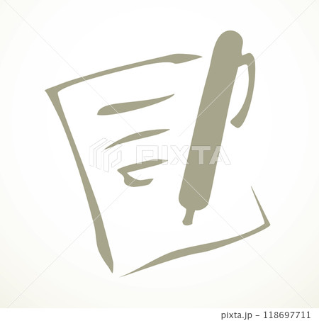 Sheet of paper with pen. Vector drawing 118697711