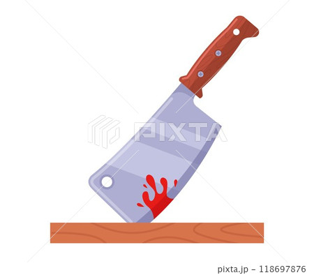 butcher knife with blood. 118697876