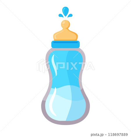 blue baby feeding bottle. 118697889