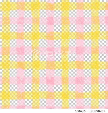Pink Yellow Gingham Check Hand Drawn Pattern Background Overlay 118698294