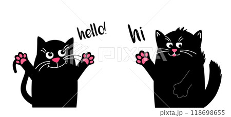 hello answered hi. Cute cat at home. black cat. 118698655