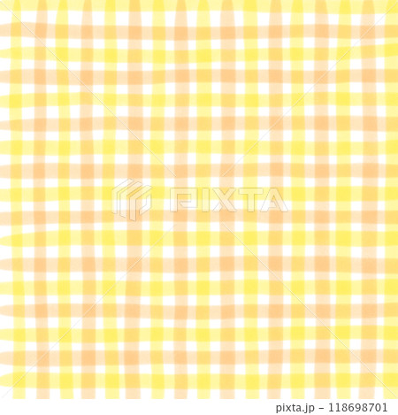Orange Yellow Gingham Check Hand Drawn Pattern Background Overlay 118698701
