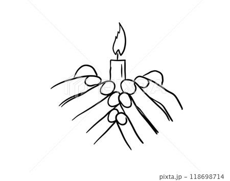 Candle in hands prayer. a religious symbol of faith in God. hand drawn. Not AI, Vector illustration Candle in hands prayer. a religious symbol of faith in God. hand drawn. Not AI, Vector illustration 118698714