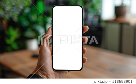 A person is holding a screen phone by AI generated image 118698901