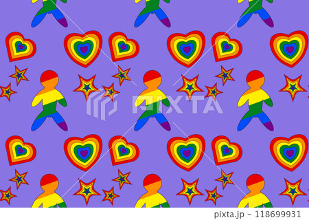 LGBT Rainbow Hearts and Stars Illustration LGBT Rainbow Hearts and Stars Illustration 118699931