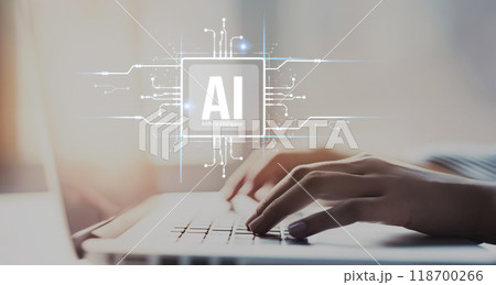 Human interact with AI artificial intelligence brain process generative AI EIDE 118700266